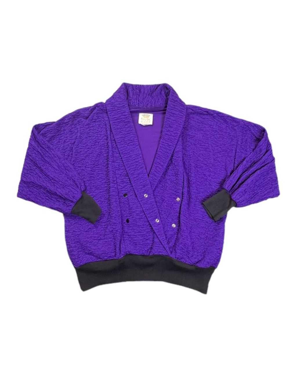 Vintage 1980s BVK by Benita Purple Black Textured Jacket Made in USA